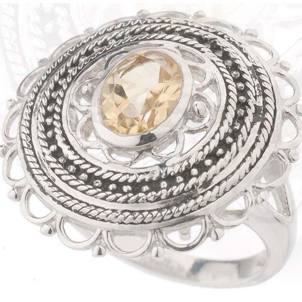 QVC Finola Hughes Sterling Silver 925 Citrine Ring Sz 9